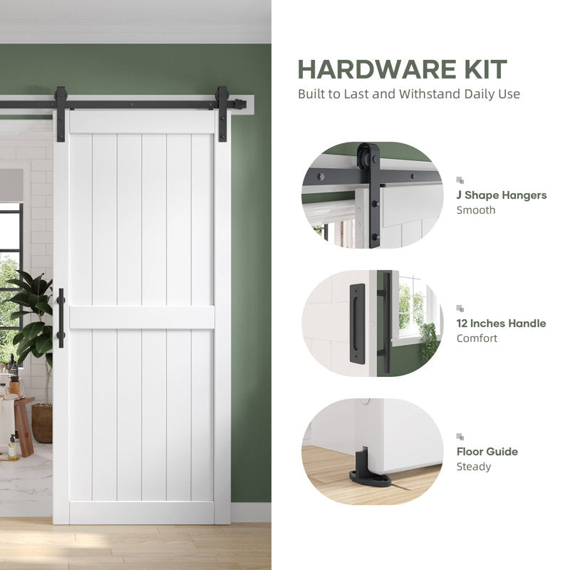 Paneled Manufactured Wood Barn Door with Installation Hardware Kit