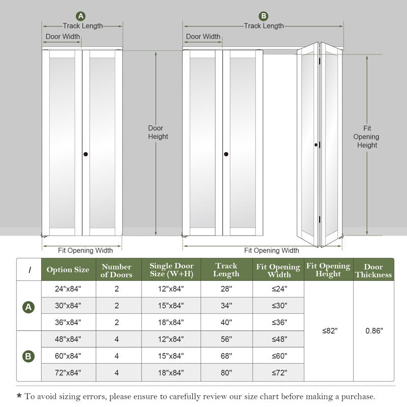 Mirrored Glass And Manufactured Wood Bi-Fold Door With Installation Hardware Kit