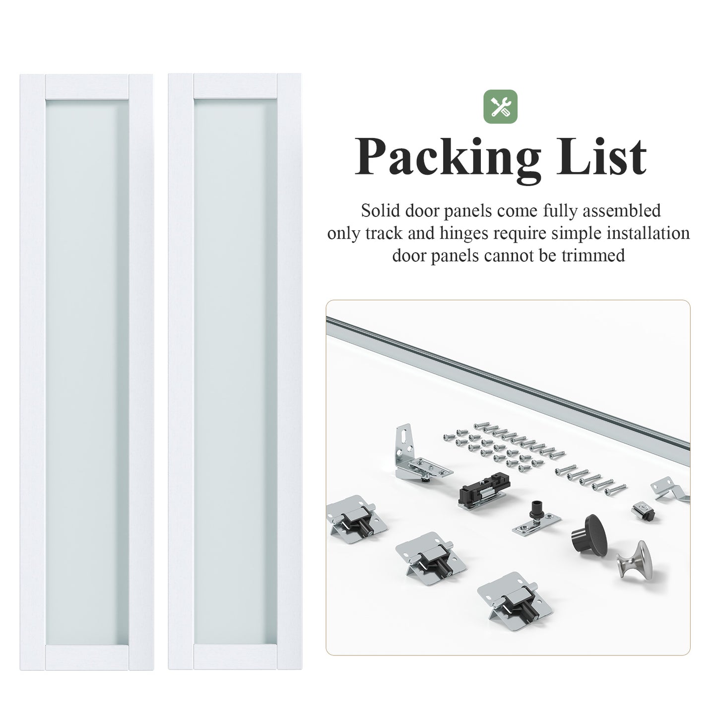 Modern Minimalist Folding Door | Space-Saving Interior Bi-Fold Door | White Wood Grain Finish | Closet / Storage Room / Partition Door | Smooth & Quiet Operation