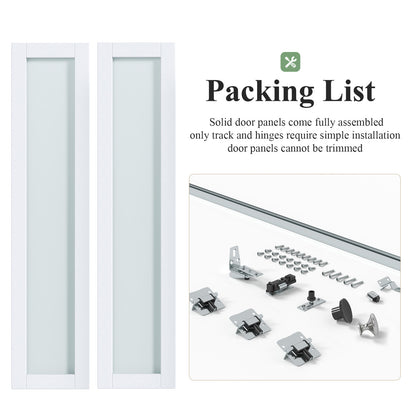 Modern Minimalist Folding Door | Space-Saving Interior Bi-Fold Door | White Wood Grain Finish | Closet / Storage Room / Partition Door | Smooth & Quiet Operation