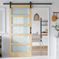 Glass Wood Barn Door with Installation Hardware Kit