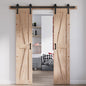 FREDBECK 30in x 84in Sliding Barn Door with 5FT Barn Door Hardware Kit Included Wood K Shape Solid Spruce Panel Need to Assembly