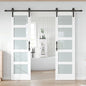 Glass Manufactured Wood Double Barn Door with Installation Hardware Kit