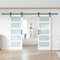 Glass Manufactured Wood Double Barn Door with Installation Hardware Kit