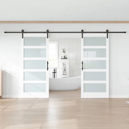 Glass Manufactured Wood Double Barn Door with Installation Hardware Kit