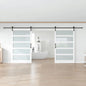 Glass Manufactured Wood Double Barn Door with Installation Hardware Kit