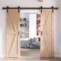 FREDBECK 30in x 84in Sliding Barn Door with 5FT Barn Door Hardware Kit Included Wood K Shape Solid Spruce Panel Need to Assembly