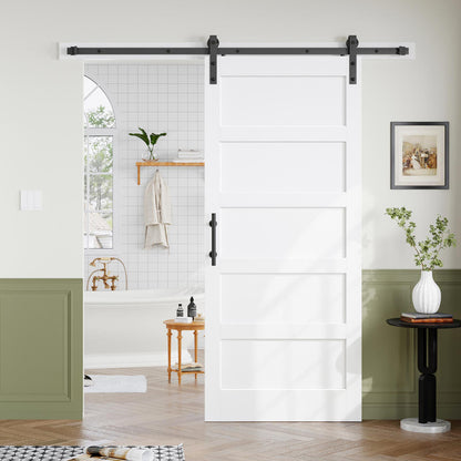 Fredbeck Double 18x84 inch White Barn Door with 6.6FT Barn Door Hardware Kit Included,with MDF and Wood,DIY Assembly,3-Panel,36inch barn Door,Fit 33in-35in Opening