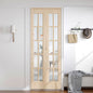 Unfinished Solid Wood Glass Bi-Fold Door With Installation Hardware Kit