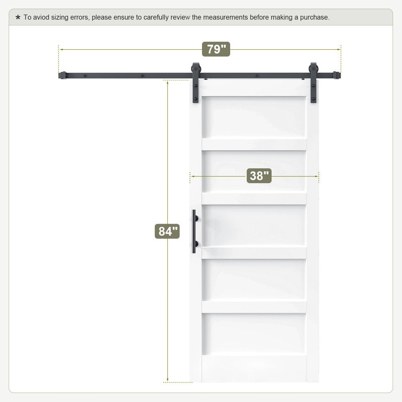 Fredbeck Double 18x84 inch White Barn Door with 6.6FT Barn Door Hardware Kit Included,with MDF and Wood,DIY Assembly,3-Panel,36inch barn Door,Fit 33in-35in Opening