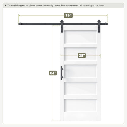 Fredbeck Double 18x84 inch White Barn Door with 6.6FT Barn Door Hardware Kit Included,with MDF and Wood,DIY Assembly,3-Panel,36inch barn Door,Fit 33in-35in Opening