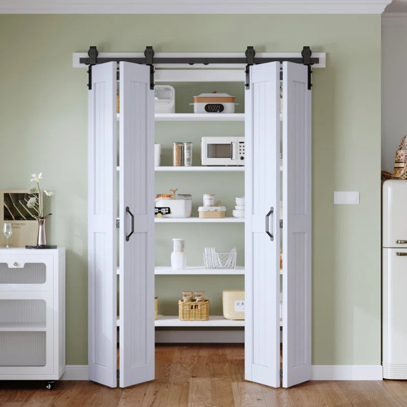 Paneled Manufactured Wood Bi-fold Door with Installation Hardware Kit