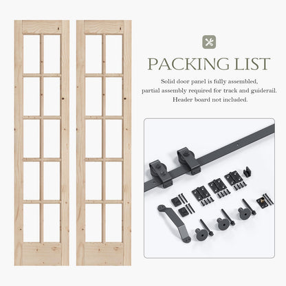 Glass and Solid Wood Bi-Fold Door with Installation Hardware Kit