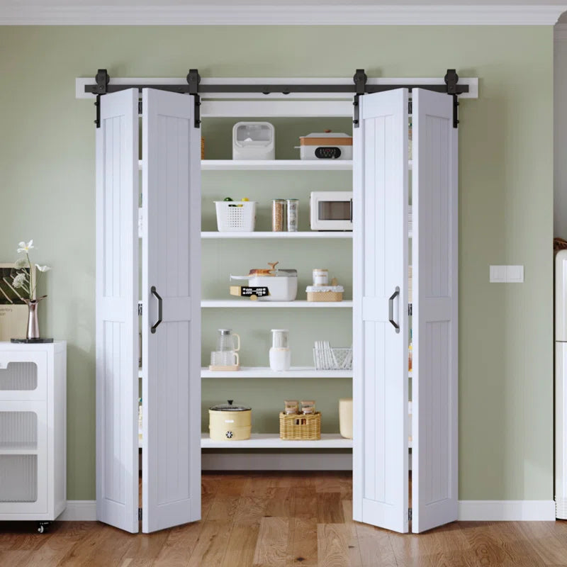 Paneled Manufactured Wood Bi-fold Door with Installation Hardware Kit