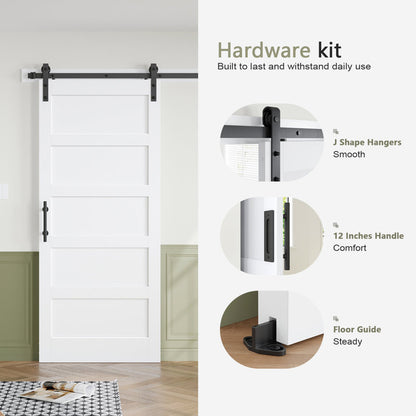 Fredbeck Double 18x84 inch White Barn Door with 6.6FT Barn Door Hardware Kit Included,with MDF and Wood,DIY Assembly,3-Panel,36inch barn Door,Fit 33in-35in Opening