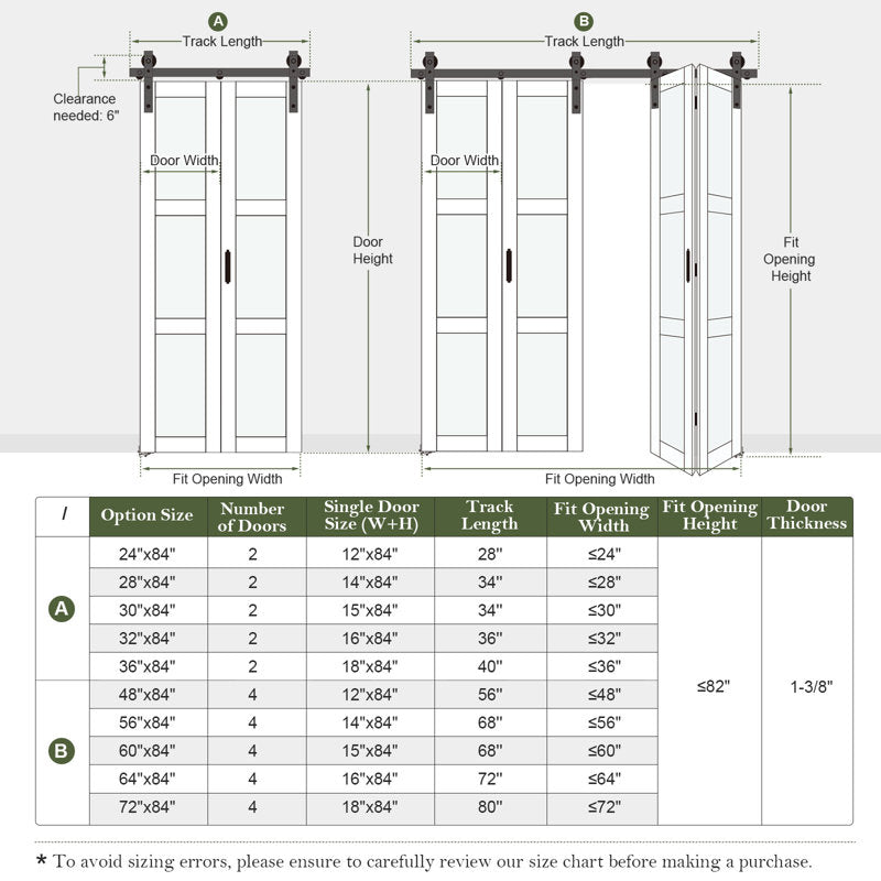 Glass And Solid Manufactured Wood Bi-Fold Barn Door With Installation Hardware Kit