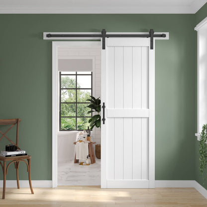 Paneled Manufactured Wood Barn Door with Installation Hardware Kit