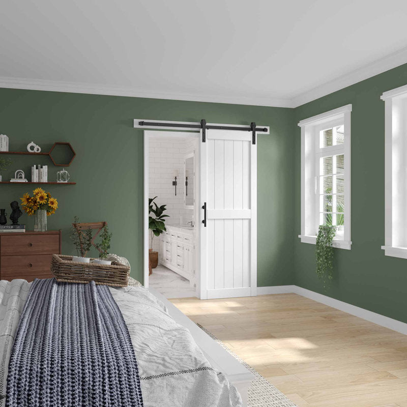 Paneled Manufactured Wood Barn Door with Installation Hardware Kit