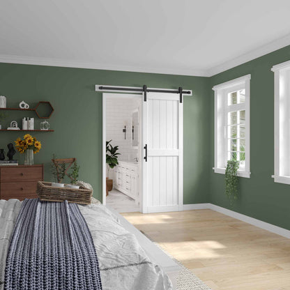 Paneled Manufactured Wood Barn Door with Installation Hardware Kit