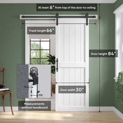 Paneled Manufactured Wood Barn Door with Installation Hardware Kit