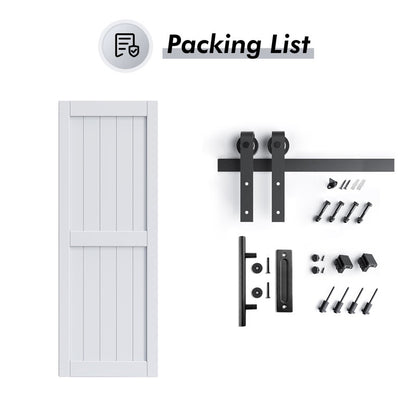 Paneled Manufactured Wood Barn Door with Installation Hardware Kit