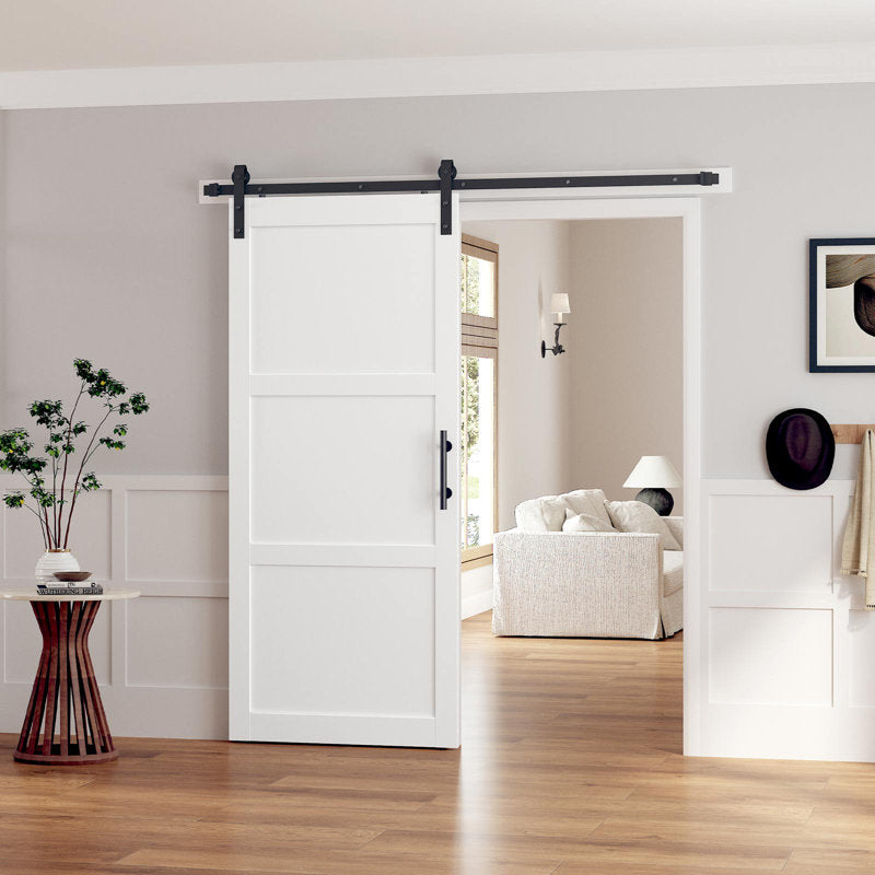 3-Panel Manufactured Wood Barn Door with Installation Hardware Kit