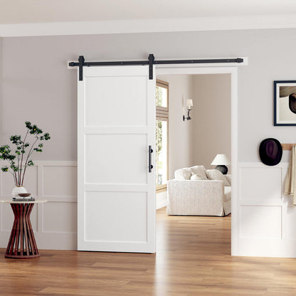 3-Panel Manufactured Wood Barn Door with Installation Hardware Kit