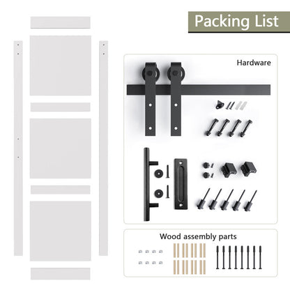 3-Panel Manufactured Wood Barn Door with Installation Hardware Kit