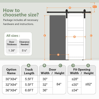 3-Panel Manufactured Wood Barn Door with Installation Hardware Kit