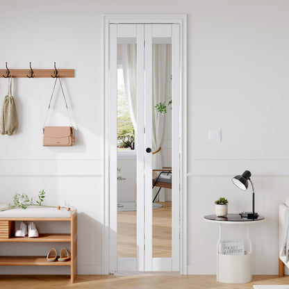 Mirrored Glass And Manufactured Wood Bi-Fold Door With Installation Hardware Kit