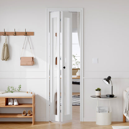 Mirrored Glass And Manufactured Wood Bi-Fold Door With Installation Hardware Kit