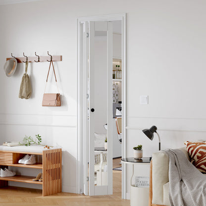 Mirrored Glass And Manufactured Wood Bi-Fold Door With Installation Hardware Kit