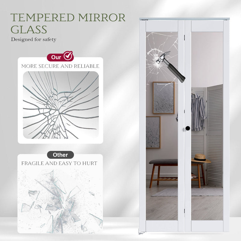 Mirrored Glass And Manufactured Wood Bi-Fold Door With Installation Hardware Kit