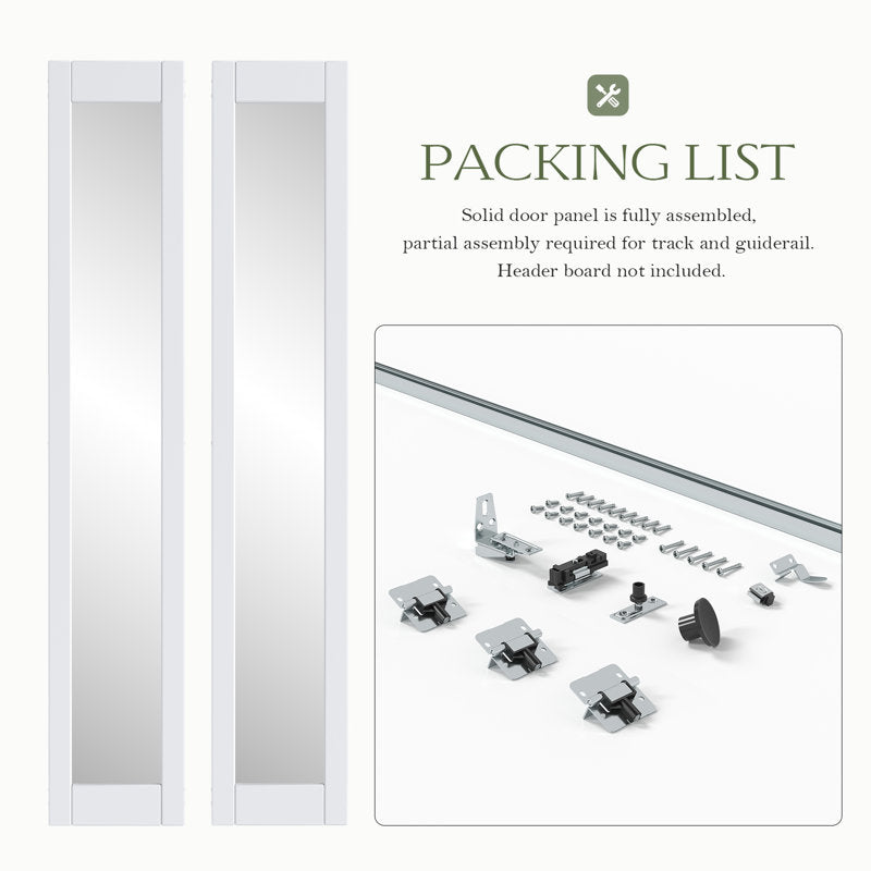 Mirrored Glass And Manufactured Wood Bi-Fold Door With Installation Hardware Kit