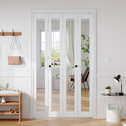 Mirrored Glass And Manufactured Wood Bi-Fold Door With Installation Hardware Kit