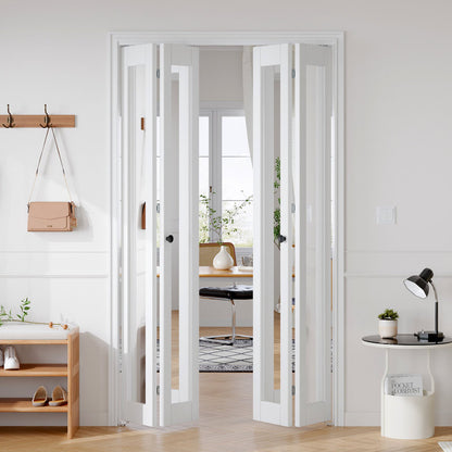 Mirrored Glass And Manufactured Wood Bi-Fold Door With Installation Hardware Kit