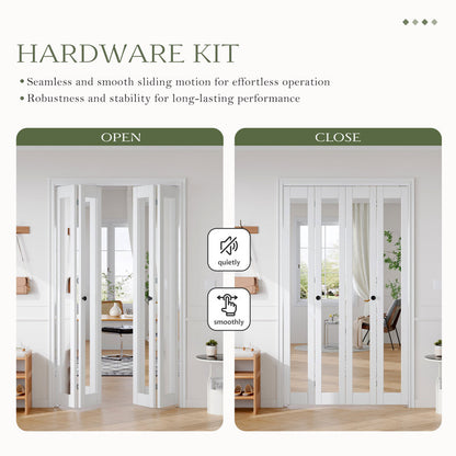 Mirrored Glass And Manufactured Wood Bi-Fold Door With Installation Hardware Kit
