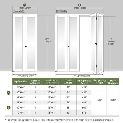 Mirrored Glass And Manufactured Wood Bi-Fold Door With Installation Hardware Kit