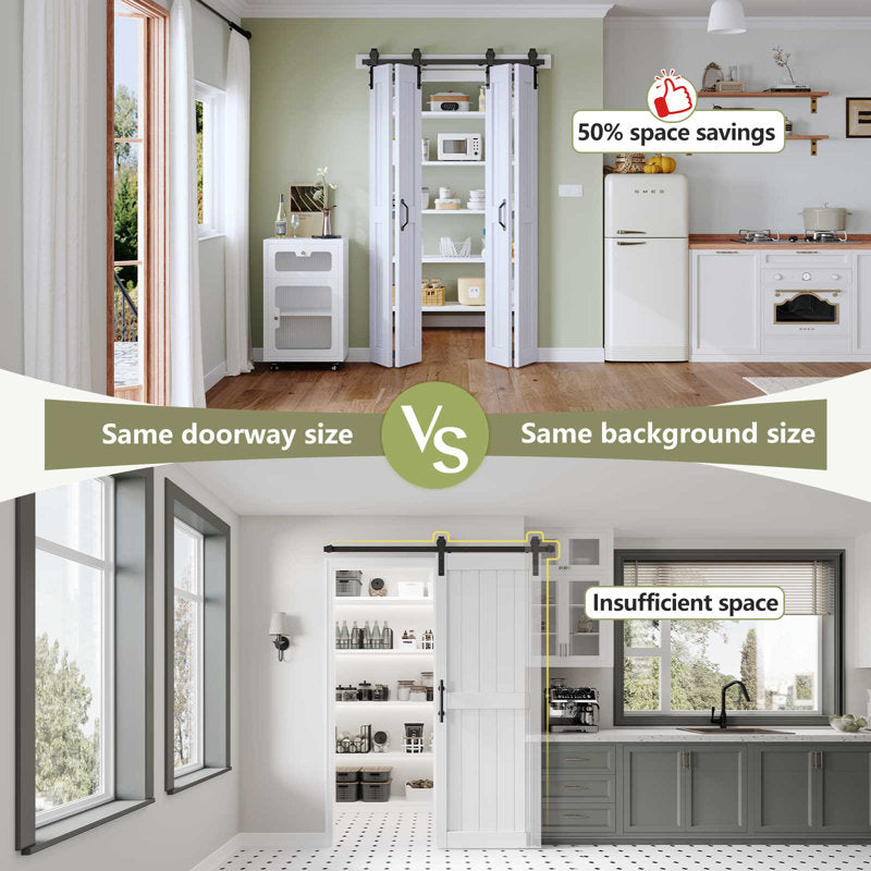 Paneled Manufactured Wood Bi-fold Door with Installation Hardware Kit