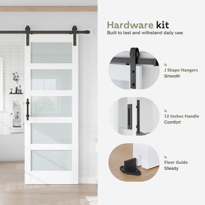 Glass Manufactured Wood Double Barn Door with Installation Hardware Kit