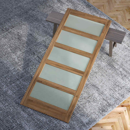 Brown Glass Manufactured Wood Double Barn Door with Installation Hardware Kit