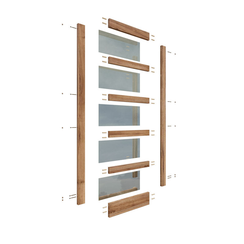 Brown Glass Manufactured Wood Double Barn Door with Installation Hardware Kit