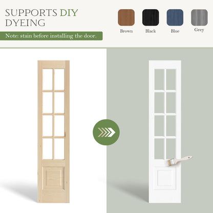 8-Lite Glass And Solid Wood Bi-Fold Door With Installation Hardware Kit