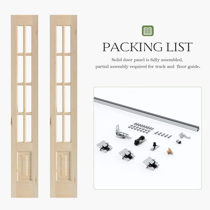 8-Lite Glass And Solid Wood Bi-Fold Door With Installation Hardware Kit