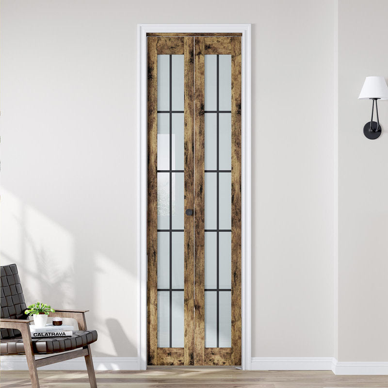 Glass And Manufactured Wood Bi-Fold Door With Installation Hardware Kit