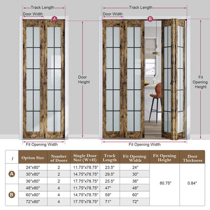 Glass And Manufactured Wood Bi-Fold Door With Installation Hardware Kit