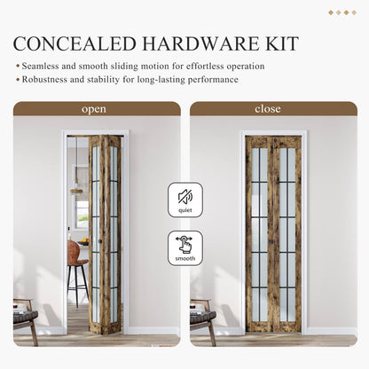 Glass And Manufactured Wood Bi-Fold Door With Installation Hardware Kit