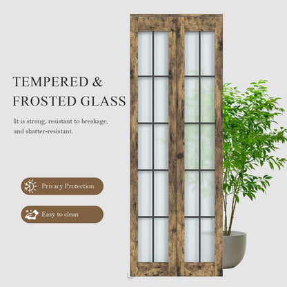 Glass And Manufactured Wood Bi-Fold Door With Installation Hardware Kit