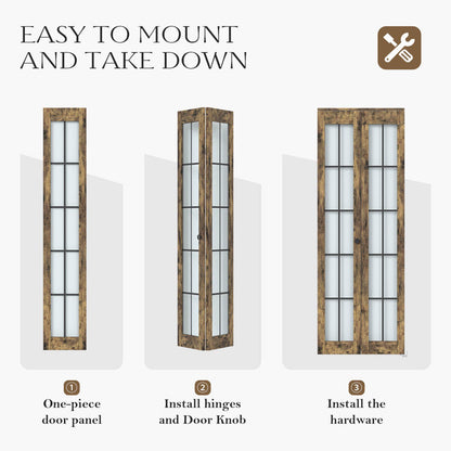 Glass And Manufactured Wood Bi-Fold Door With Installation Hardware Kit