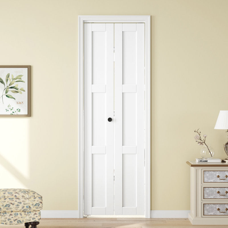 3 Panel Manufactured Wood Bifold Sliding Barn Door With Installation Hardware Kit